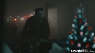 Ashley Lane, dressed as Krampus, is having a lot of fun scaring the crap out of people on Christmas Eve